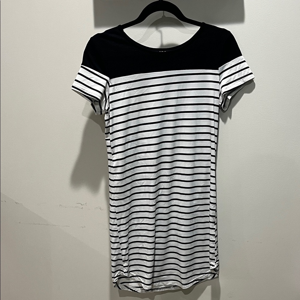 Black and White Striped T-Shirt Dress